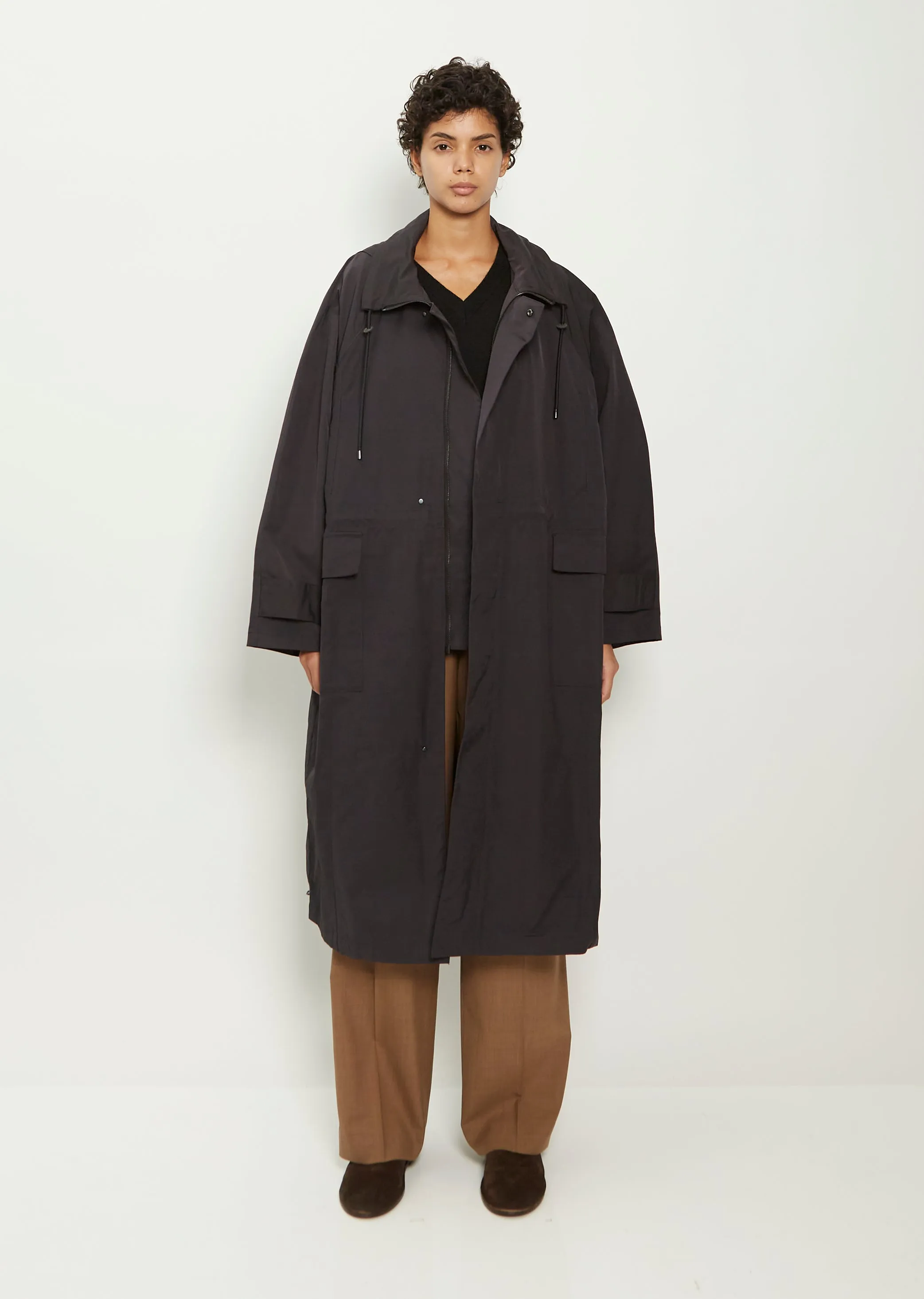 Hooded Parka Coat — Black