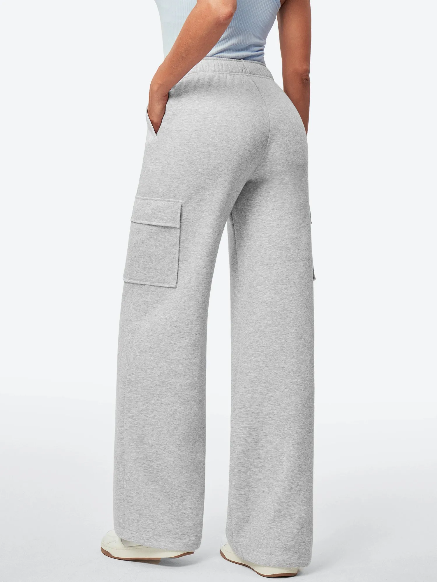 IUGA Fleece Wide Leg Cargo Sweatpants With Pockets