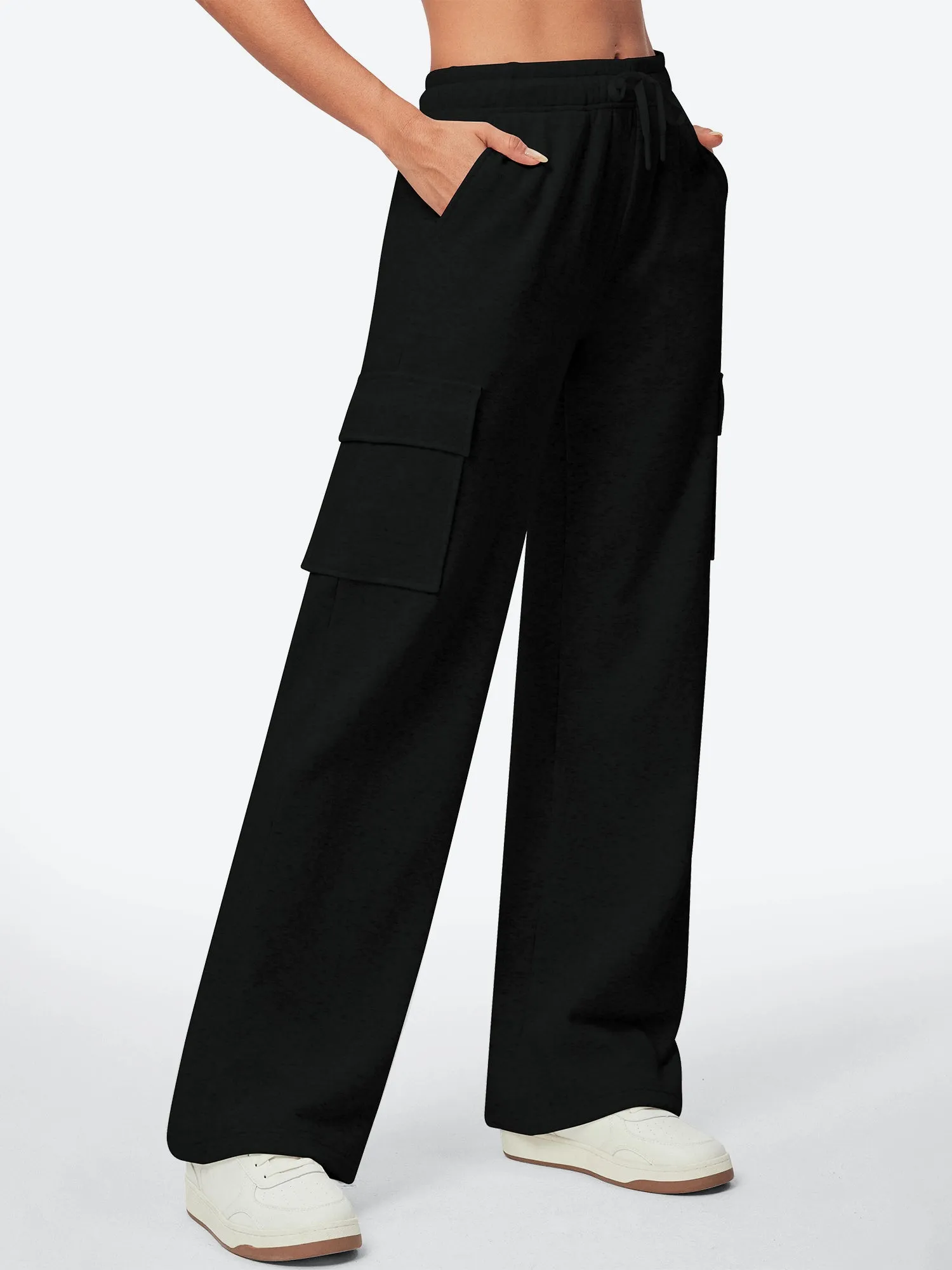 IUGA Fleece Wide Leg Cargo Sweatpants With Pockets