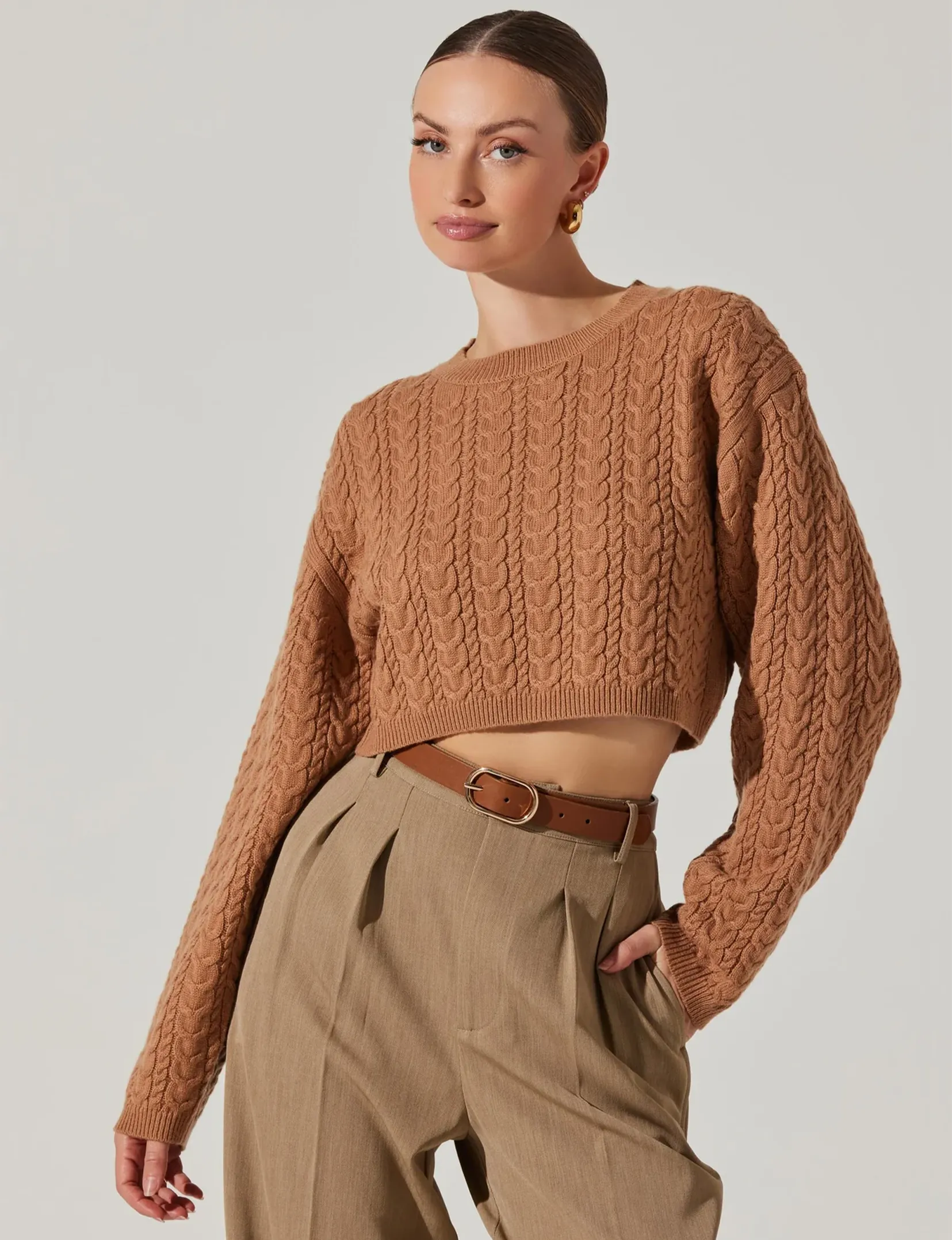 Jorah Cropped Sweater, Camel