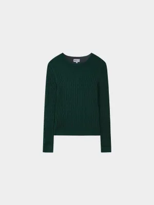 Knit Cable Sweater-Hunter Green