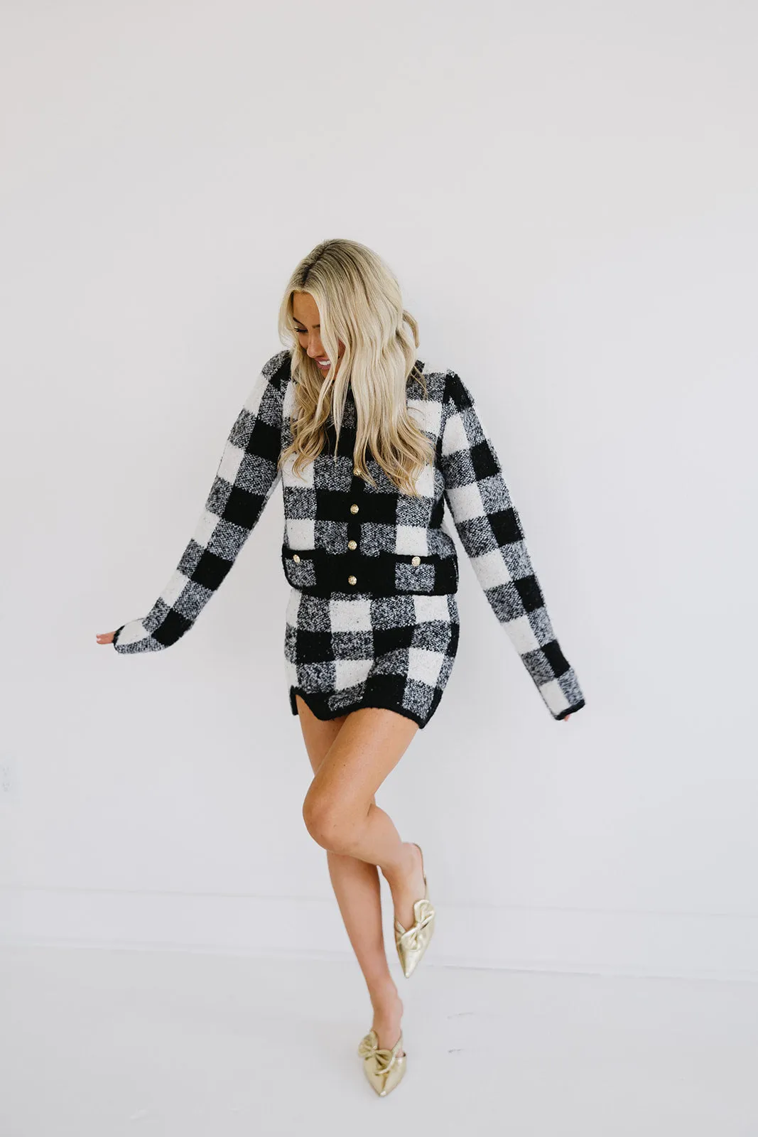 Korbyn Plaid Cardigan - Black