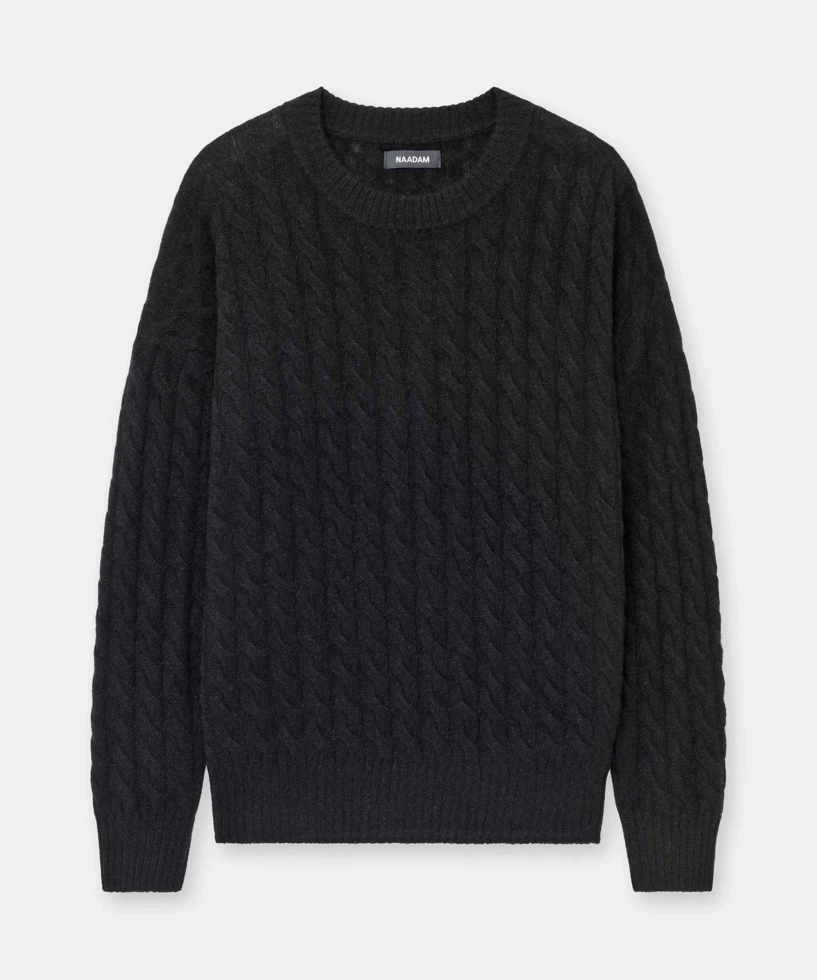 Lightweight Cashmere Cable Knit Oversized Crewneck