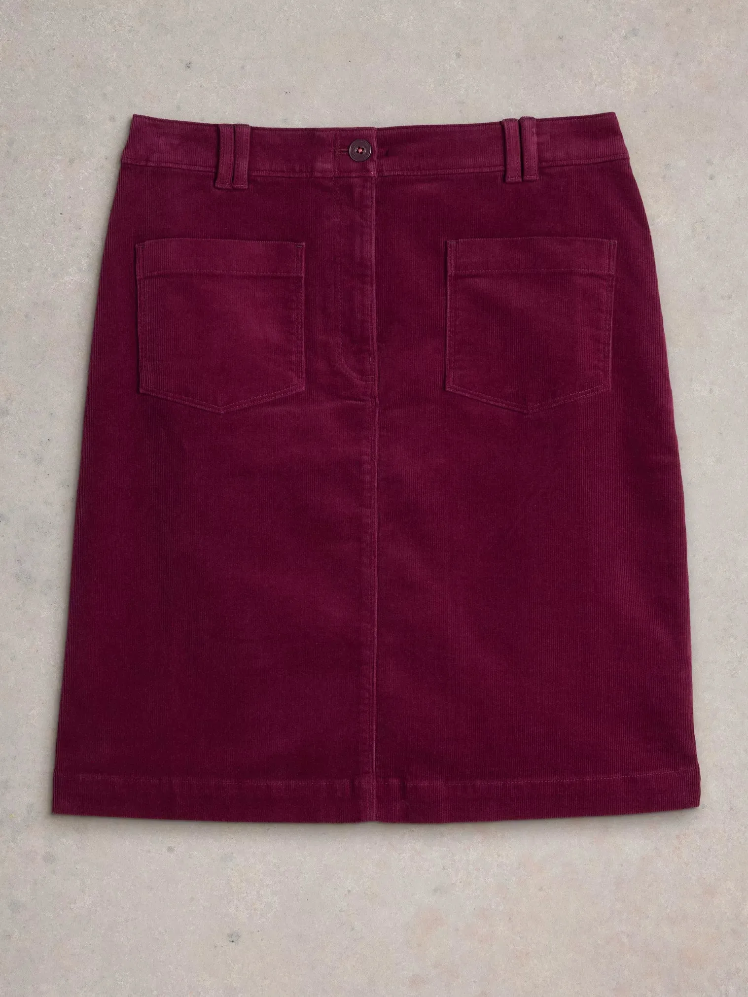 MELODY Organic Cord Skirt in Deep Red by WhiteStuff