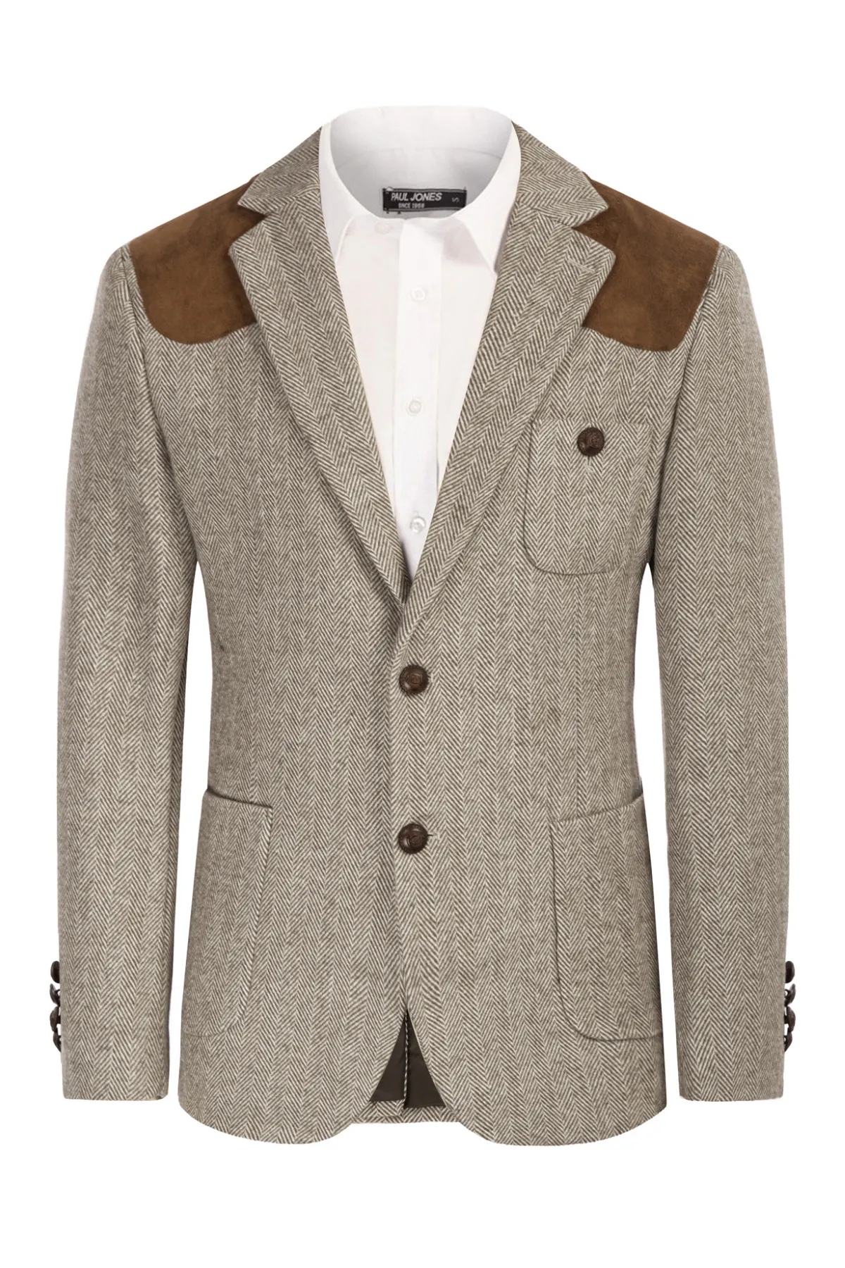 Mens British Wool Blend Suit Two Button Blazer Patchwork Tweed Sport Coats