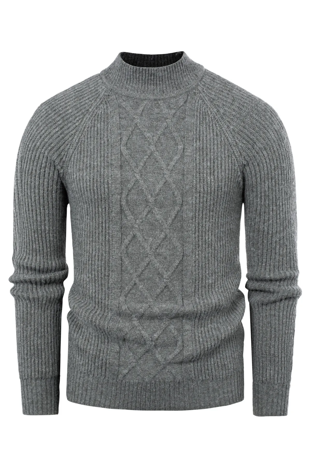 Men's Mock Neck Sweater Casual Cable Twisted Knitted Pullover Sweaters