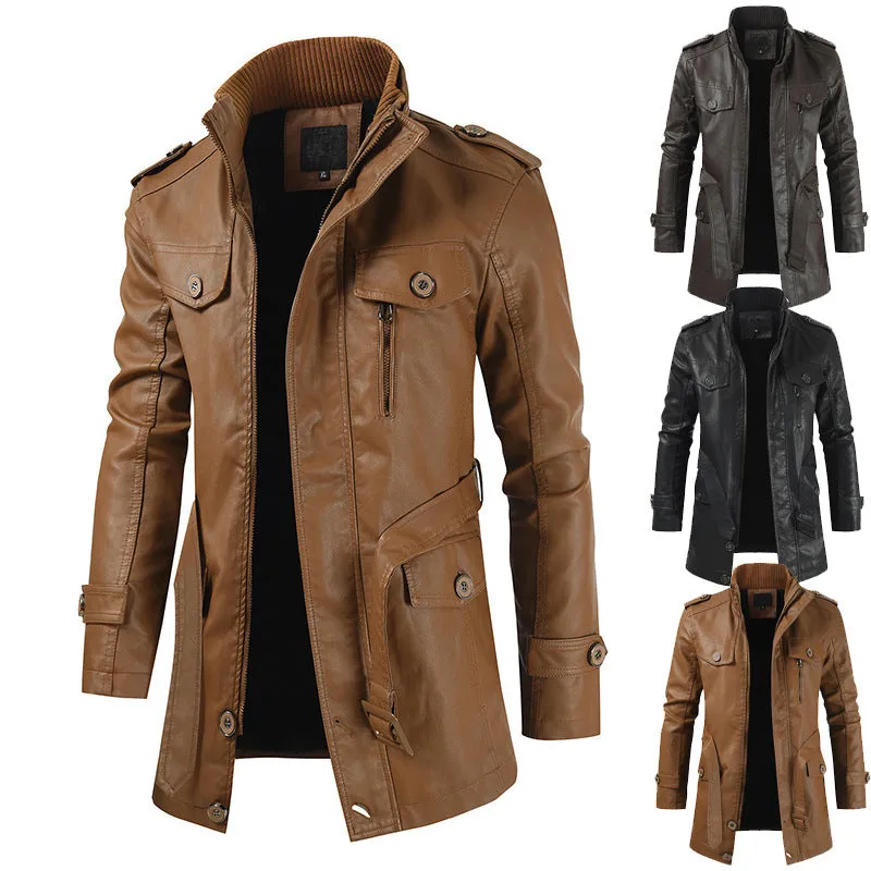 Men's Plus Velvet Casual Trench Coat