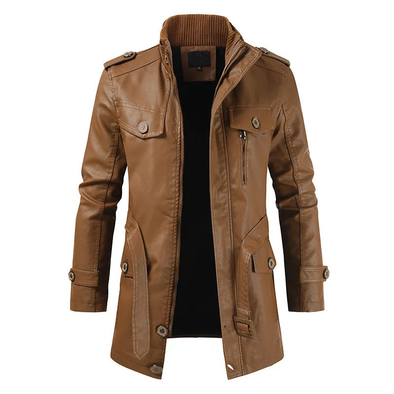 Men's Plus Velvet Casual Trench Coat