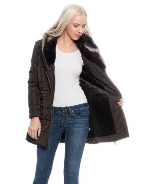 Mocha Fur Lined Coat-FINAL SALE-NOT ELIGIBLE FOR EXCHANGE OR REFUND