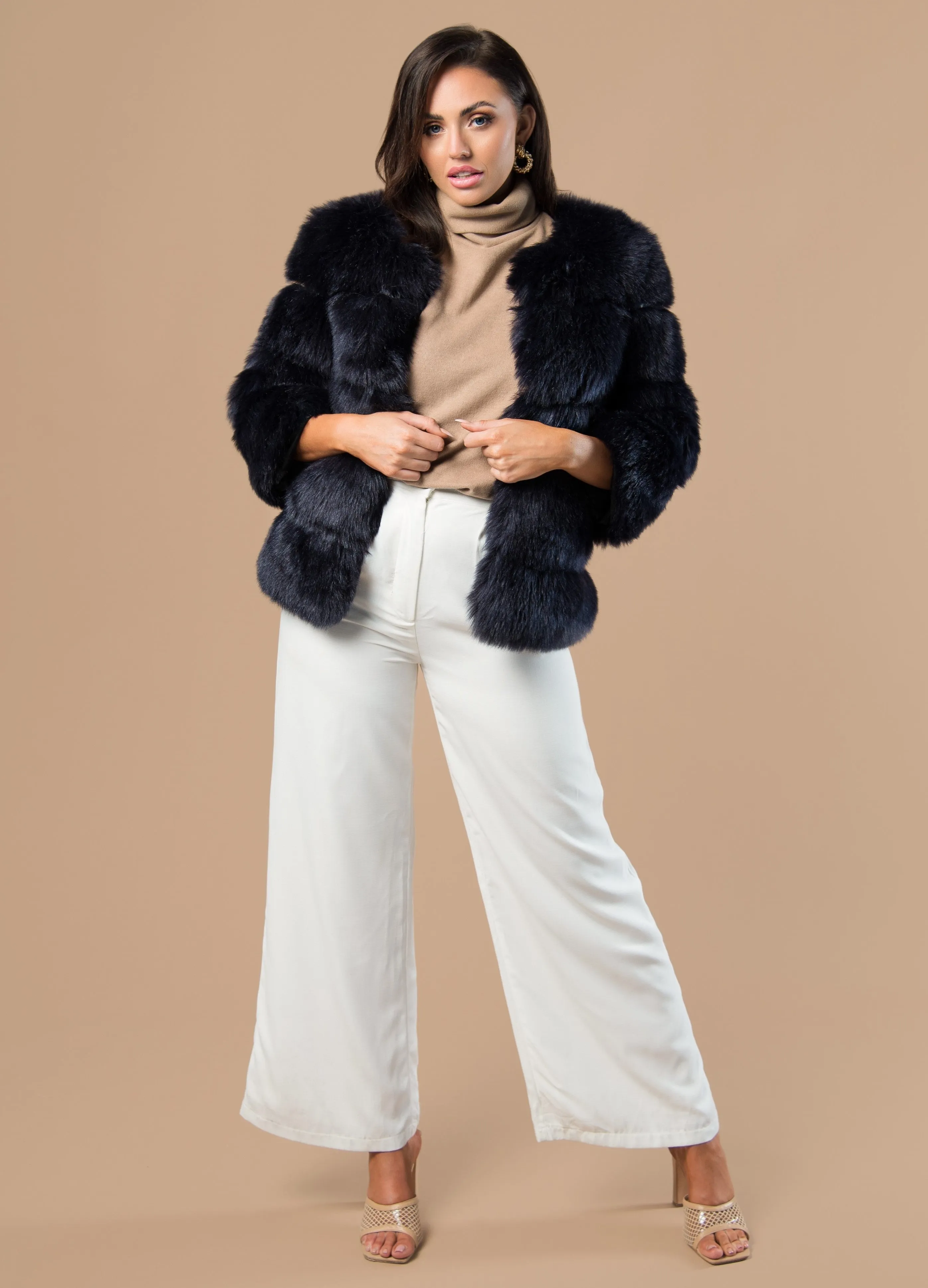 Nine Point Faux Fur Coat