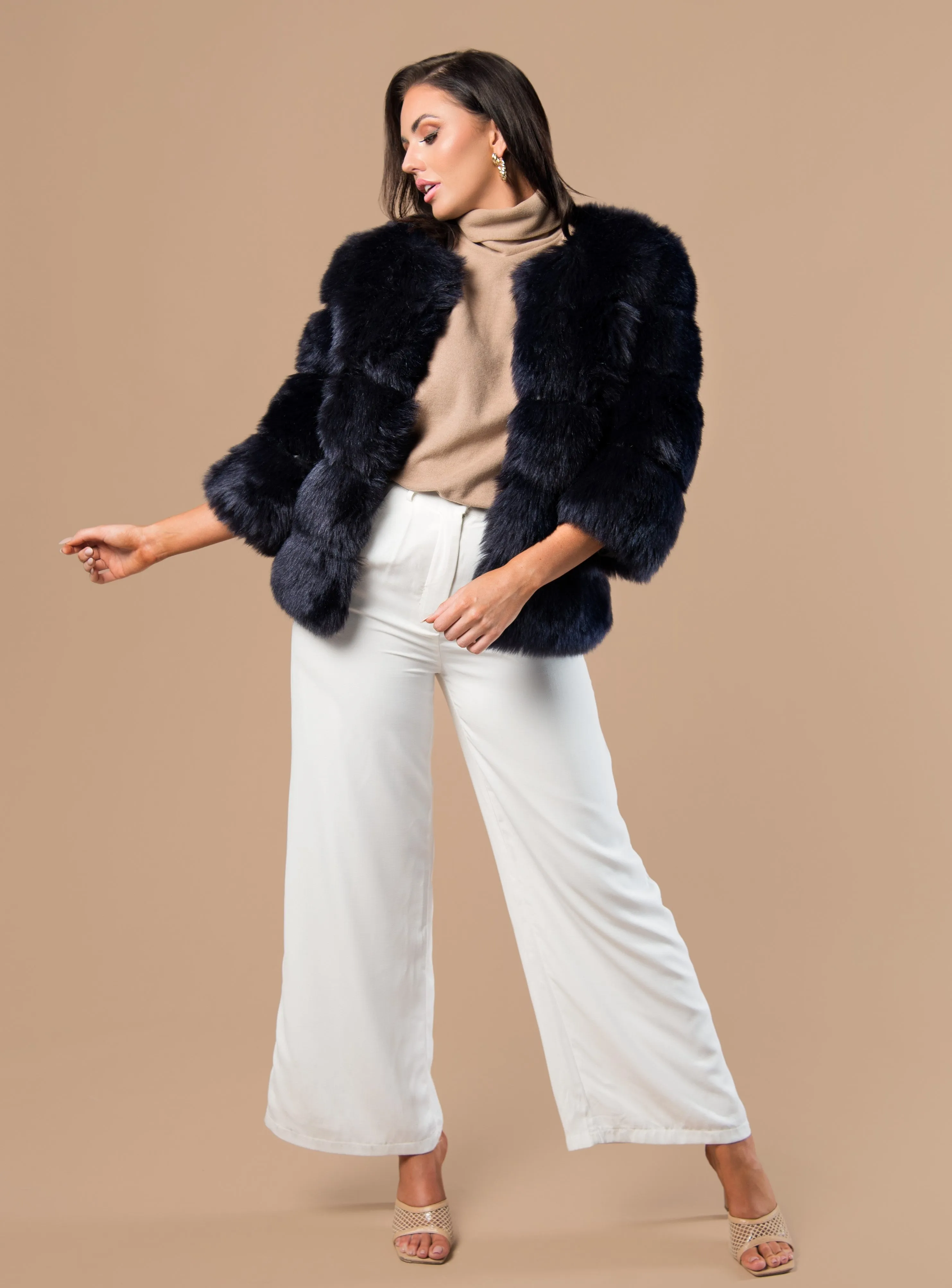 Nine Point Faux Fur Coat