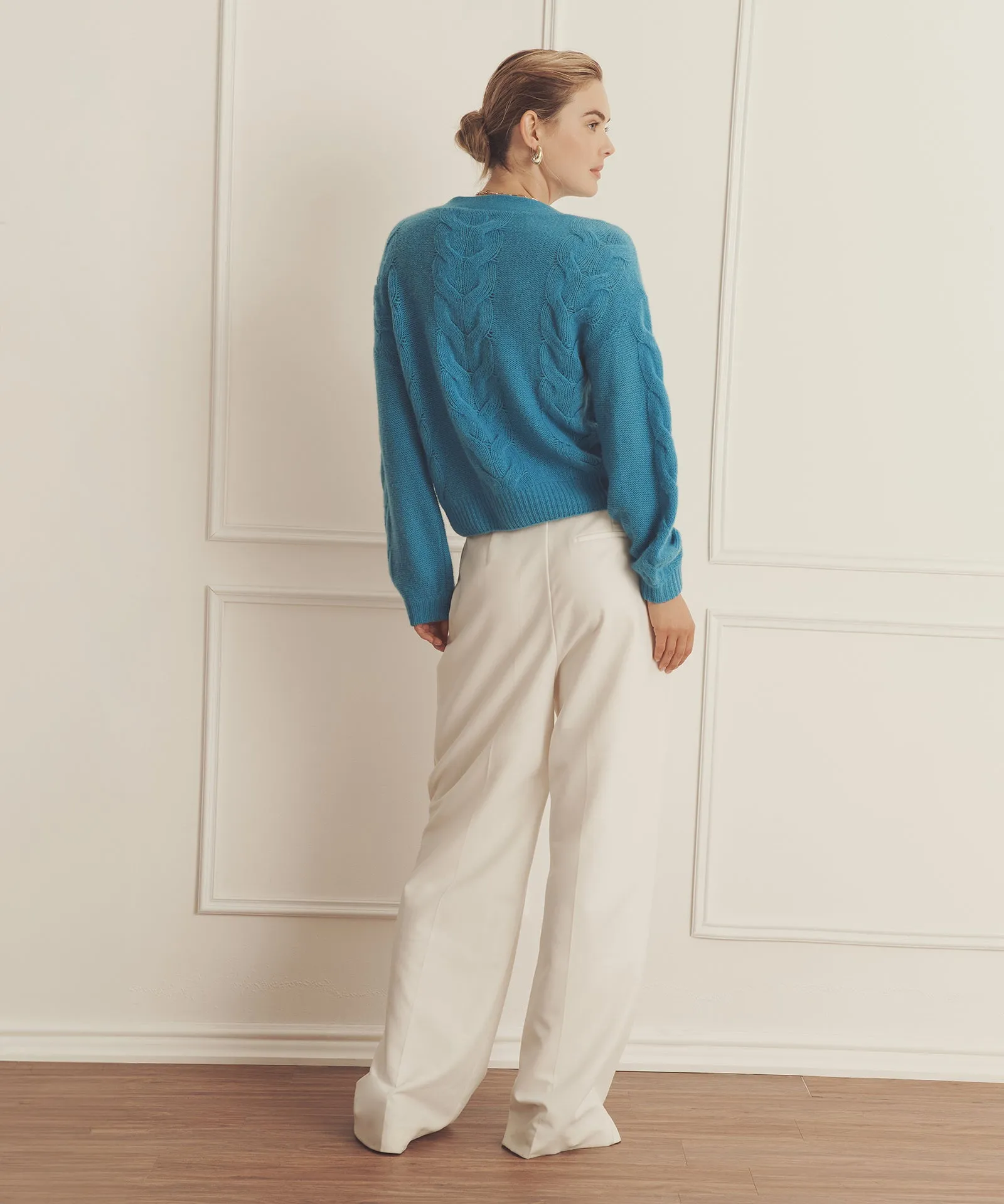 Novelty Cashmere Airy Cable Cardigan