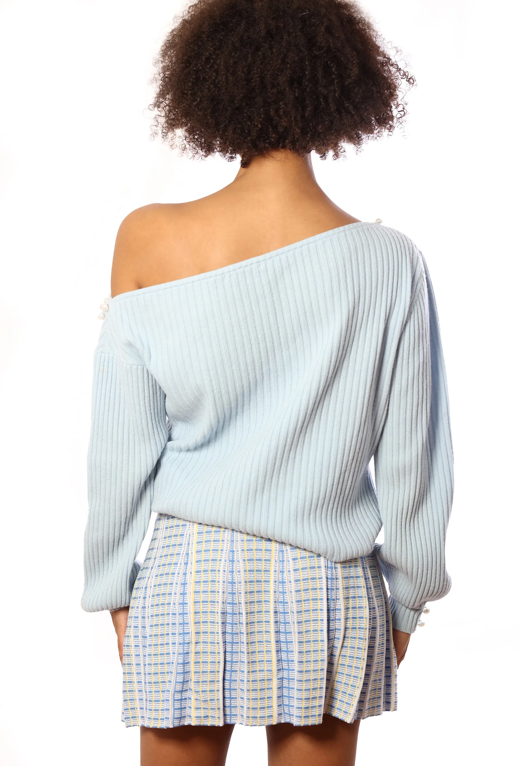 Off Shoulder Cashmere Blend Sweater