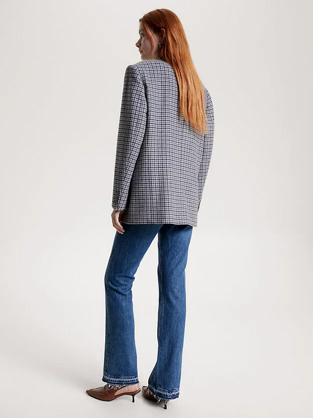 Oversized Wool Check Sb Blazer - Houndstooth Blue Grey