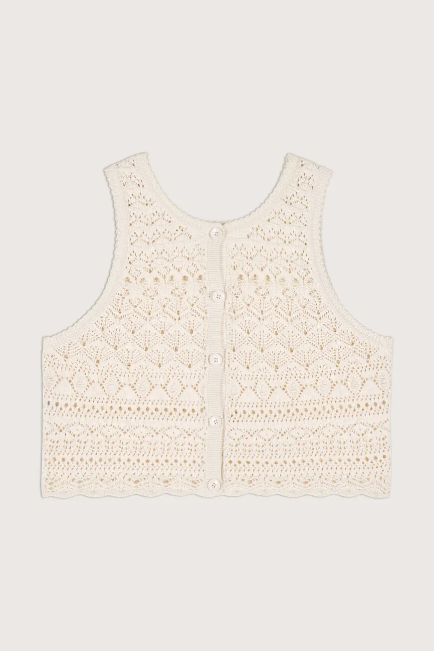 Pierce Sleeveless Cardigan ~ Off-White