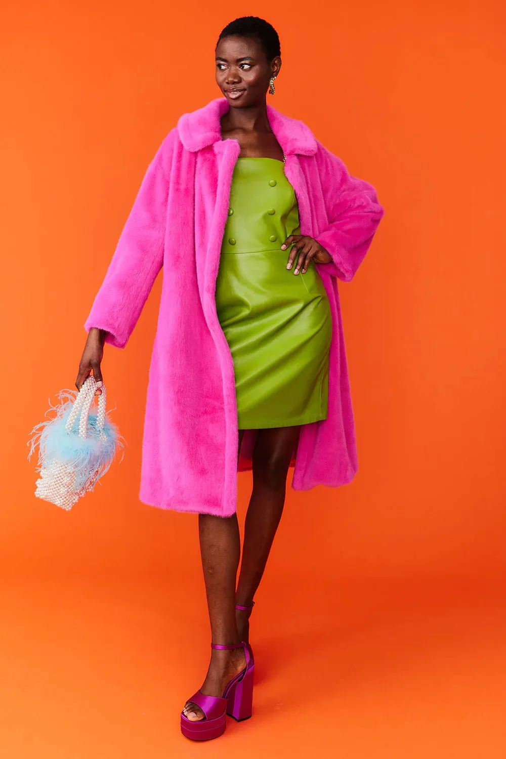 Pink Faux Fur Duchess Maxi Coat