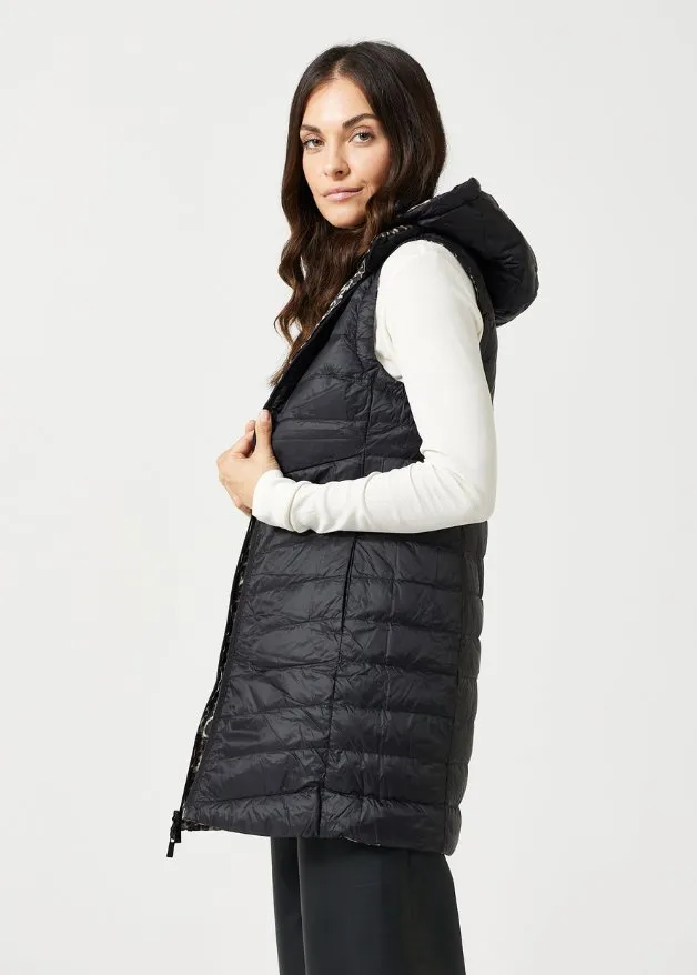 Reversible Classic Leopard Longline Duck Down Puffer Vest