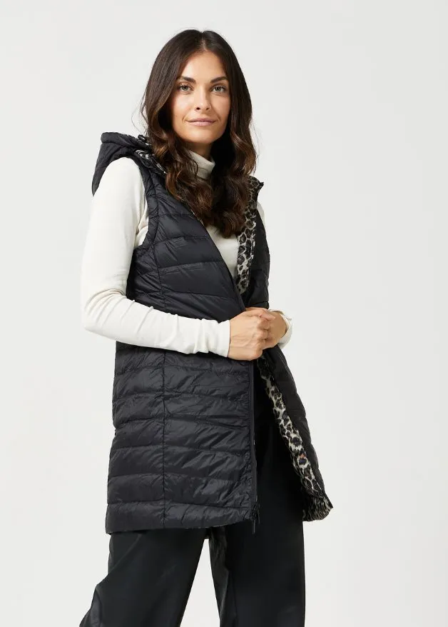 Reversible Classic Leopard Longline Duck Down Puffer Vest