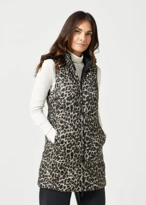 Reversible Classic Leopard Longline Duck Down Puffer Vest