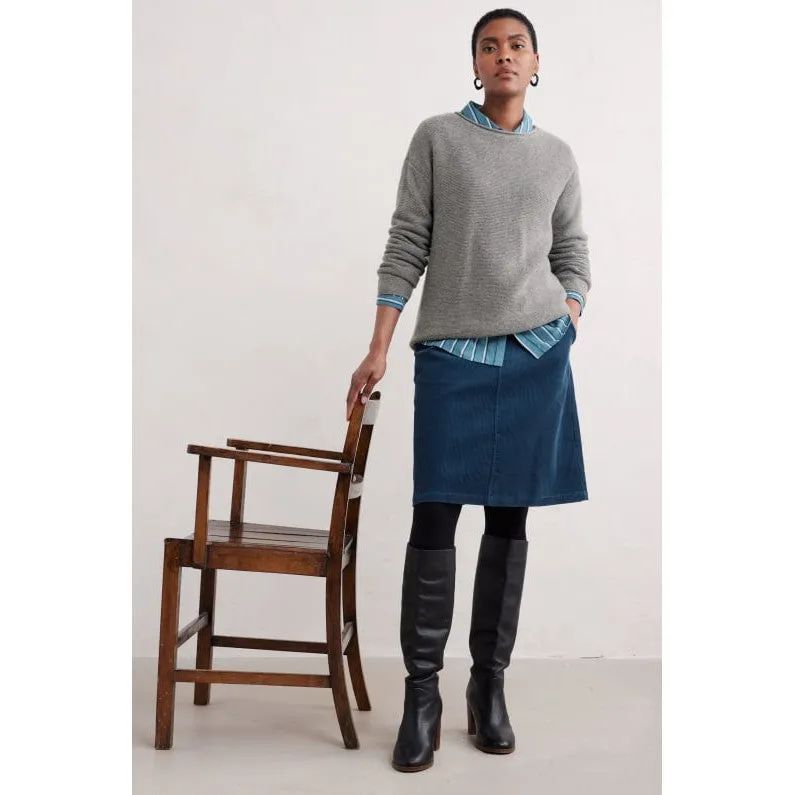 Seasalt Ladies Dovetail A-Line Corduroy Skirt Sea Cave