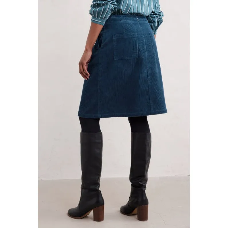 Seasalt Ladies Dovetail A-Line Corduroy Skirt Sea Cave