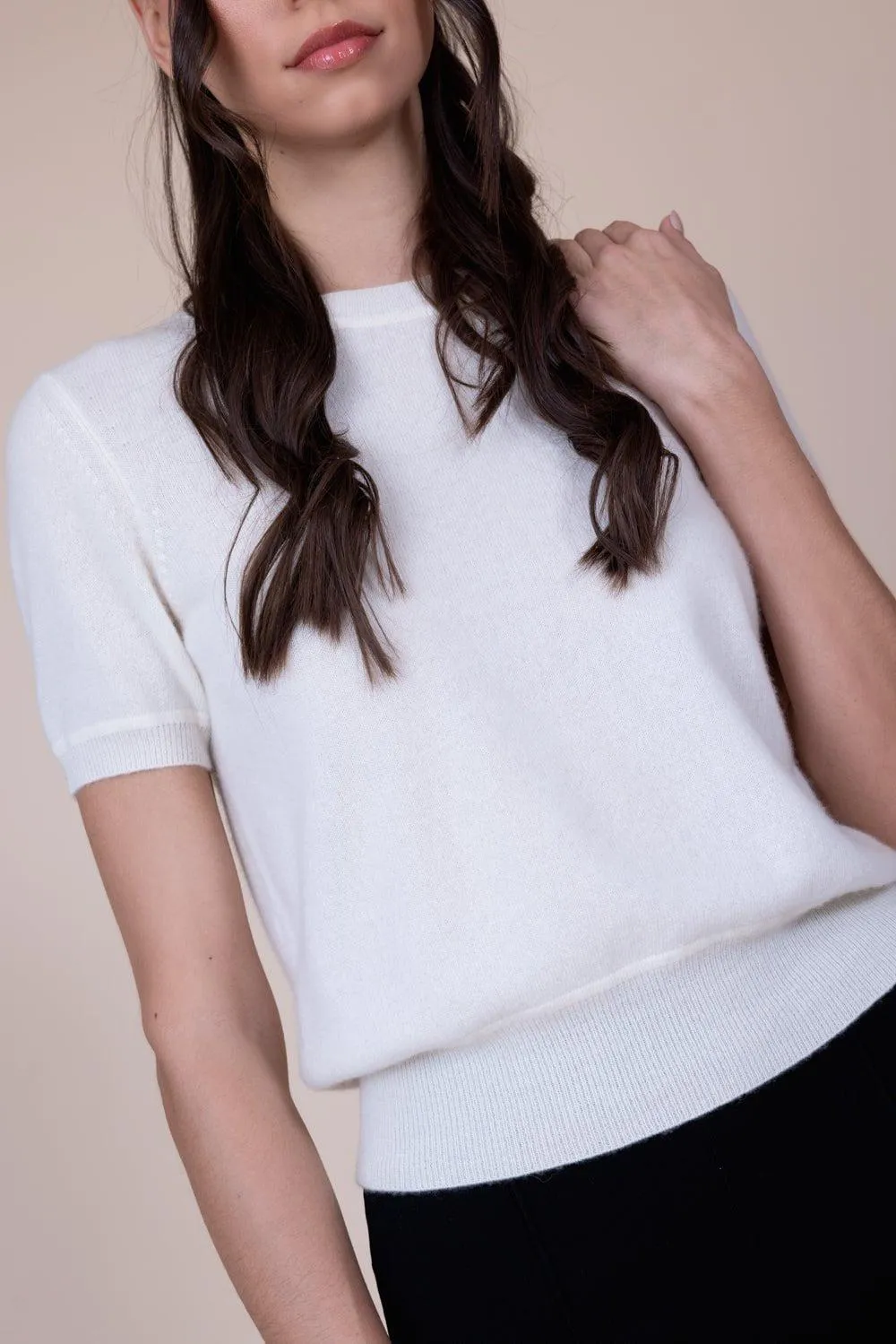 Short Sleeve Cropped Pullover - White