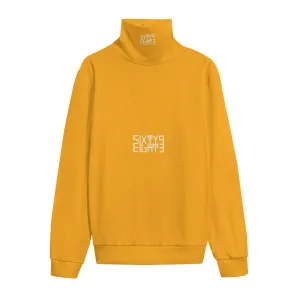 Sixty Eight 93 Logo White Orange Unisex Turtleneck Knitted Fleece Sweater