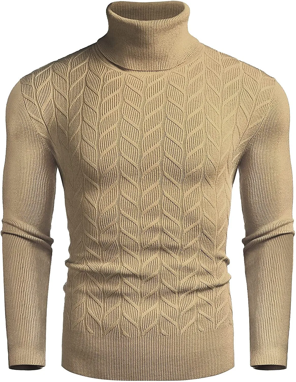 Slim Twist Pattern Turtleneck Knit Sweater (US Only)