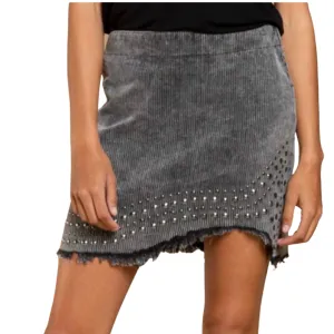 Studded Corduroy Skirt - Black