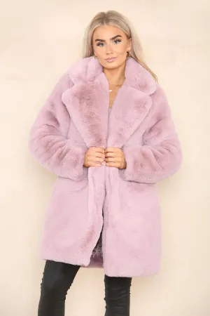 Super Soft Faux Fur Coat in Pink