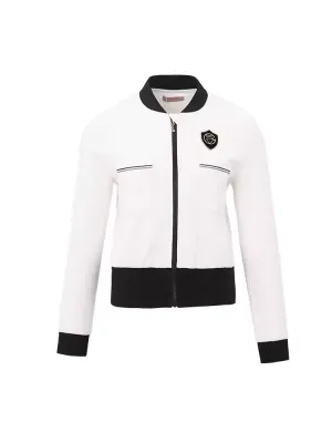 SVG Golf Black and White Warm Jacquard Knitted Jacket Top