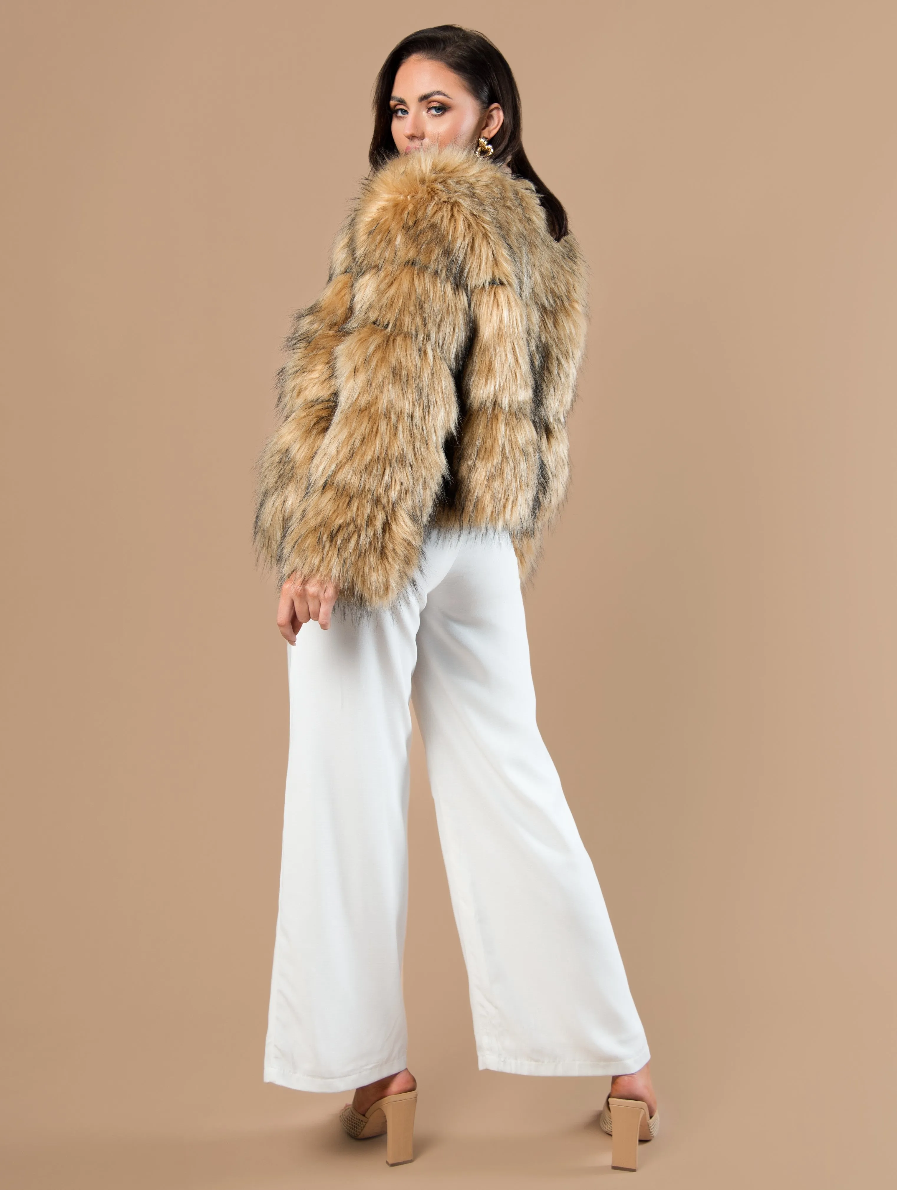 Three Panel Faux Fur Coat