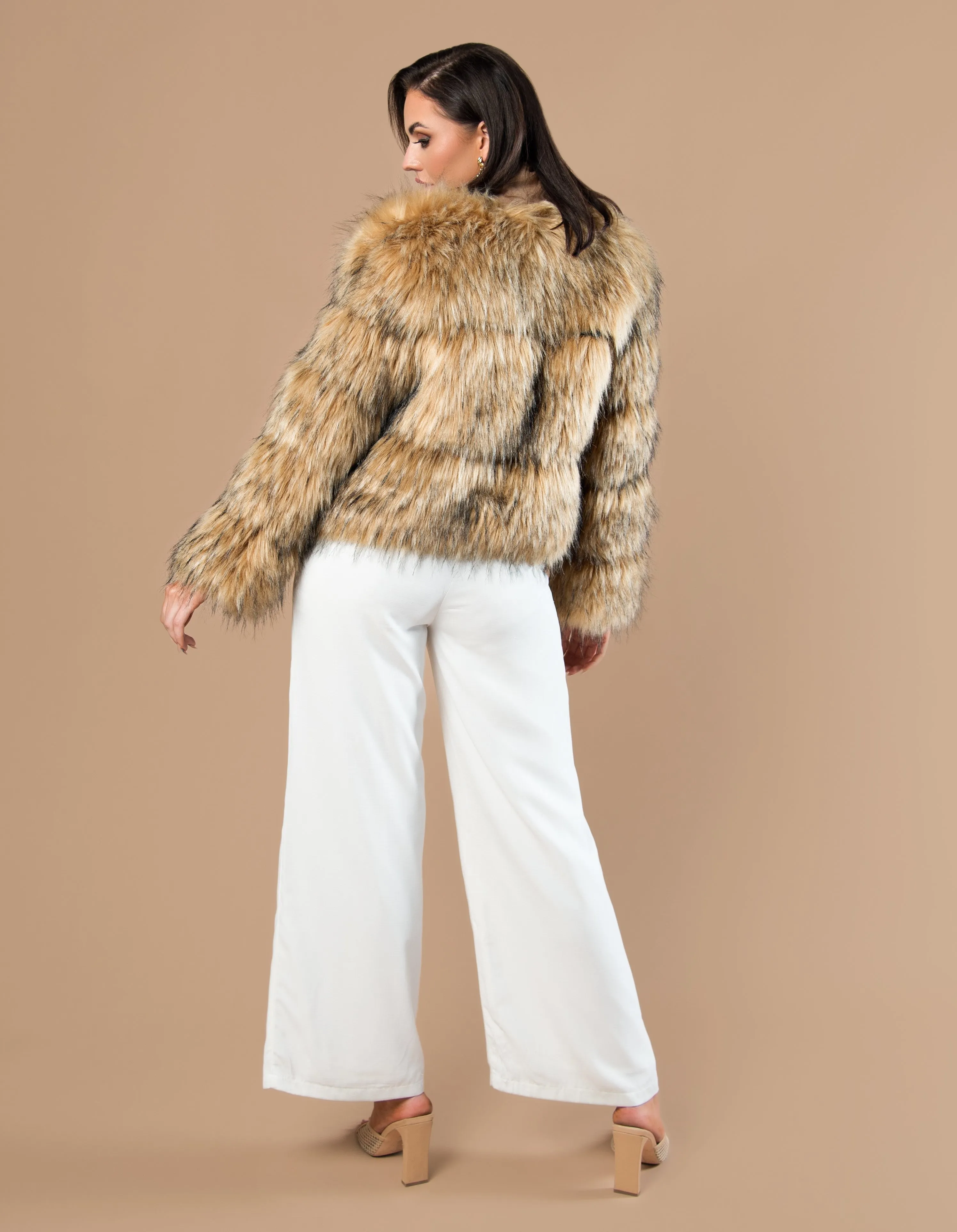 Three Panel Faux Fur Coat