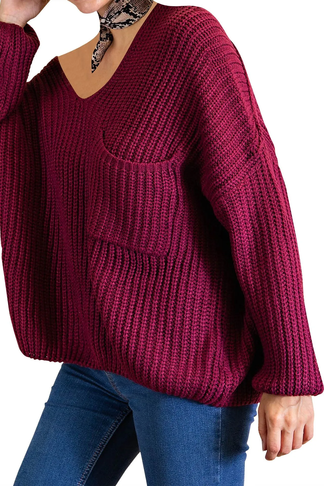 V Neck Knitted Sweater