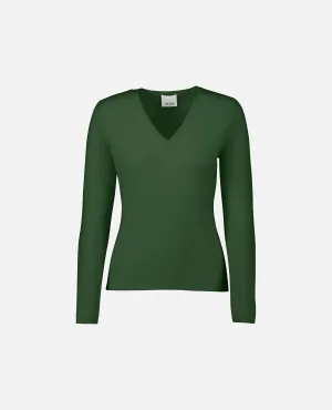 V-Pullover aus Cashmere in Grün