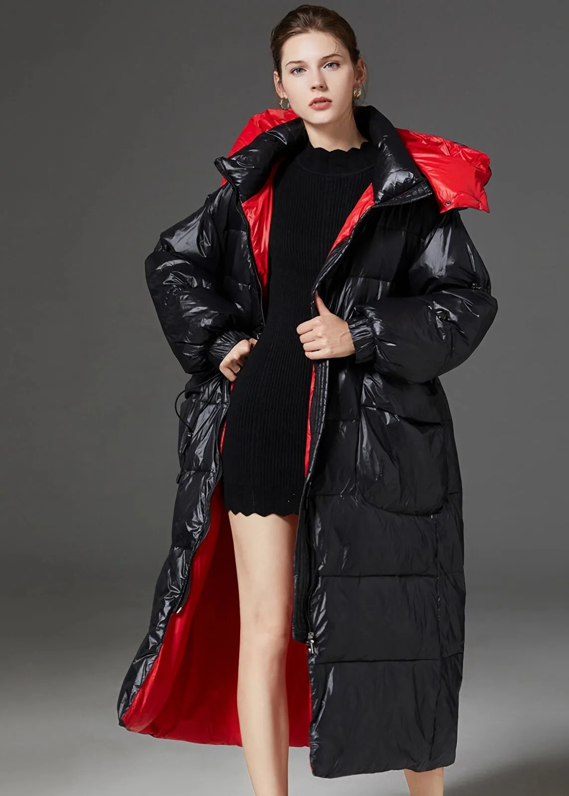 Vania Hooded Quilted Duck Down Puffer Longline Coat