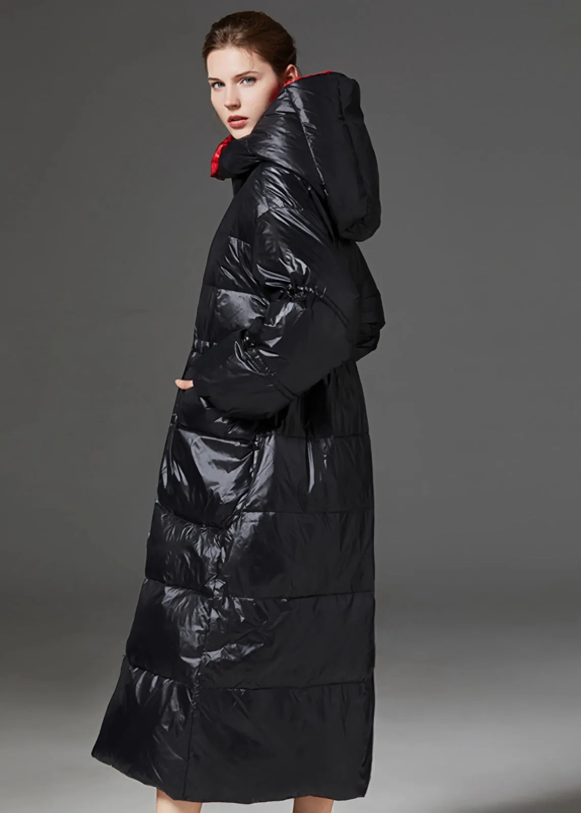 Vania Hooded Quilted Duck Down Puffer Longline Coat