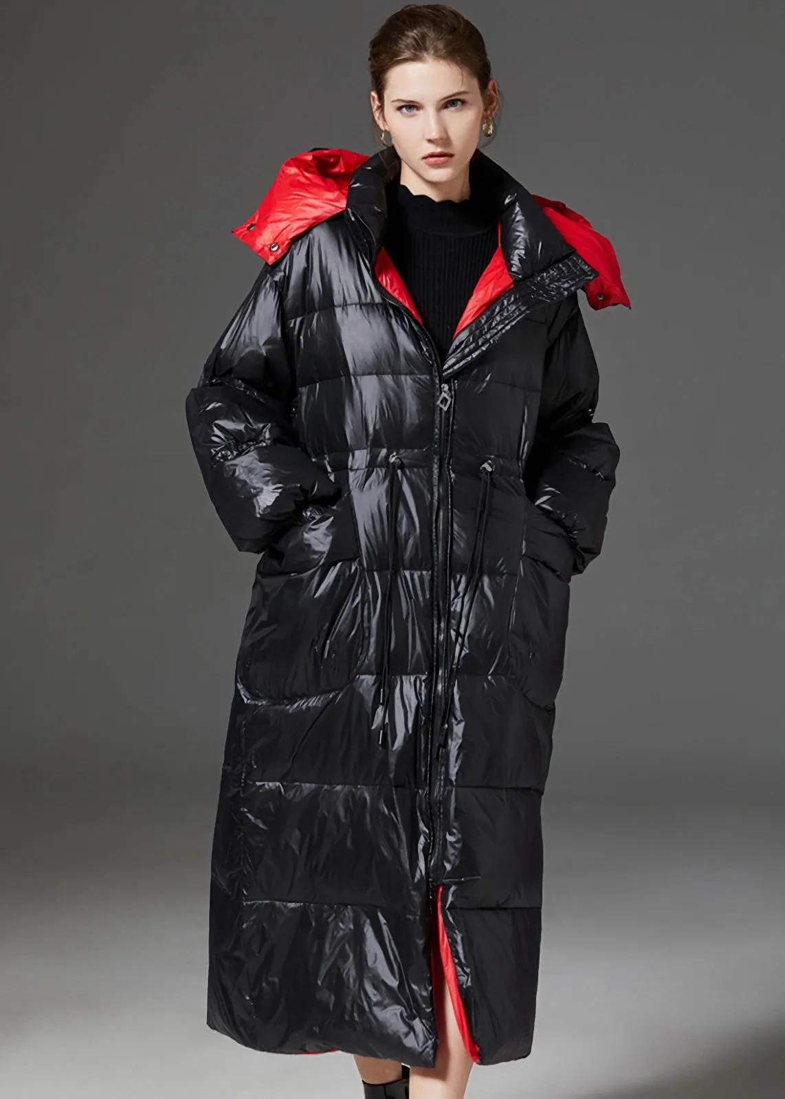 Vania Hooded Quilted Duck Down Puffer Longline Coat