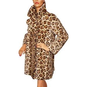 Vintage 1960s Faux Fur Leopard Coat 1960s Acrylic Pile Lou Ritchie Ladies Size M