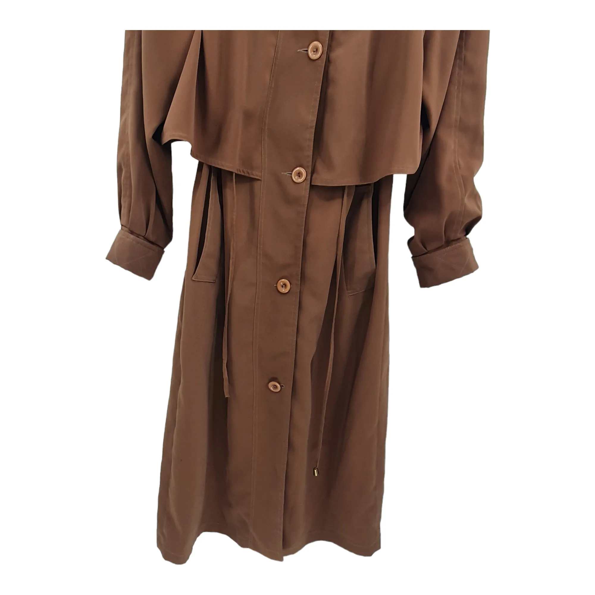 Vintage Camel Hooded Long Trench coat  - M/L