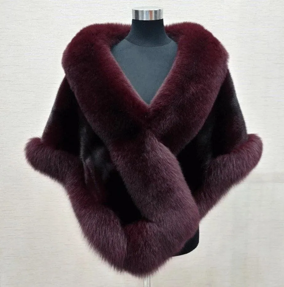 Wenkouban-Winter outfits Christmas Elegant Faux Fur Cocktail Wrap Coat