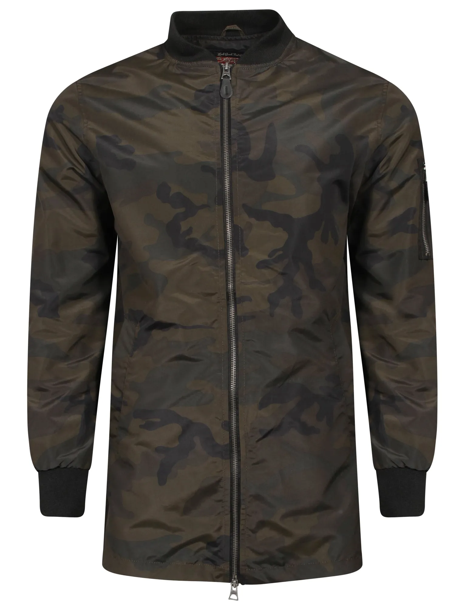 Wilton Longline Bomber Jacket in Khaki Camo - Tokyo Laundry