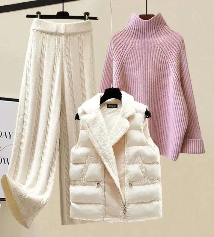 Winter Woolen Parka Vest & Knitted Set