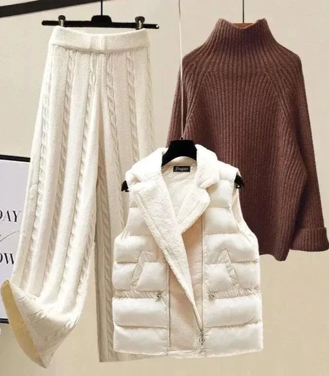 Winter Woolen Parka Vest & Knitted Set